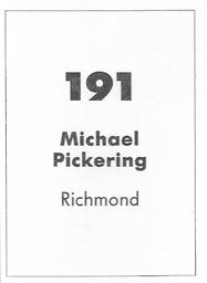 1990 Select AFL Stickers #191 Michael Pickering Back